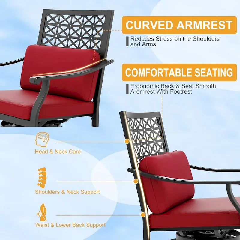 2PCS Patio Outdoor Swivel Bar Stools for Backyard Garden
