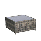 Outdoor Wicker L- Shaped 3-Seat Sofa Set with Ottoman and Coffee Table