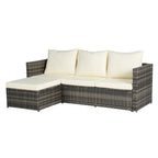 Outdoor Wicker L- Shaped 3-Seat Sofa Set with Ottoman and Coffee Table