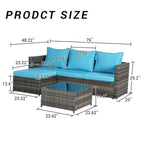 Outdoor Wicker L- Shaped 3-Seat Sofa Set with Ottoman and Coffee Table