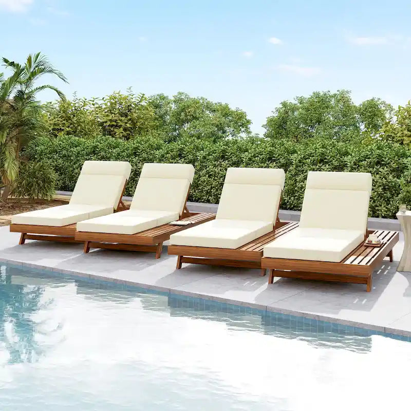 Christopher Knight Home- Harrison Acacia Outdoor Adjustable Chaise Lounge (Set of 4)