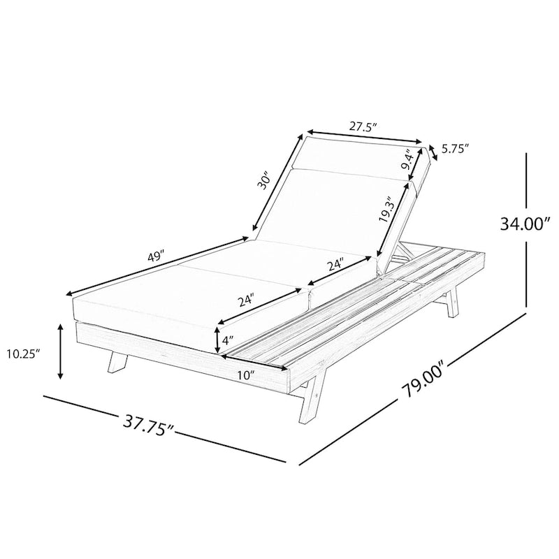Christopher Knight Home- Harrison Acacia Outdoor Adjustable Chaise Lounge (Set of 4)