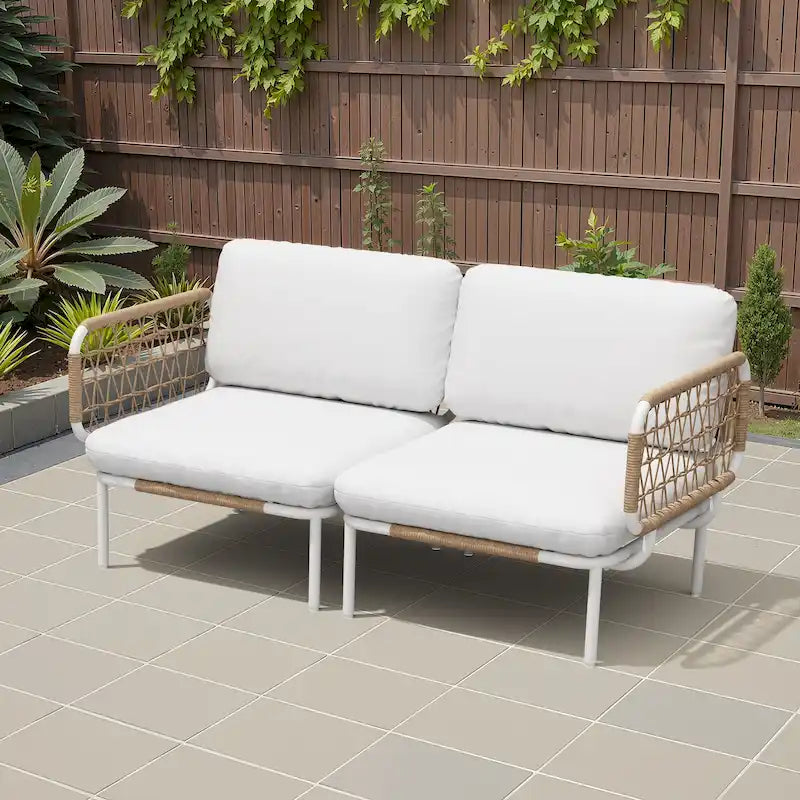 Outdoor Patio Sectional Sofa Set Cushioned Conversation Seating Set
