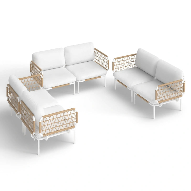 Outdoor Patio Sectional Sofa Set Cushioned Conversation Seating Set