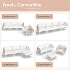 Outdoor Patio Sectional Sofa Set Cushioned Conversation Seating Set