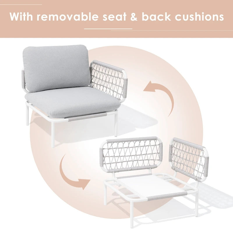 Outdoor Patio Sectional Sofa Set Cushioned Conversation Seating Set