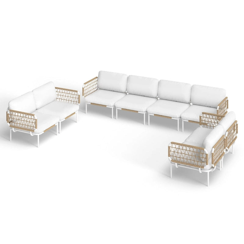 Outdoor Patio Sectional Sofa Set Cushioned Conversation Seating Set