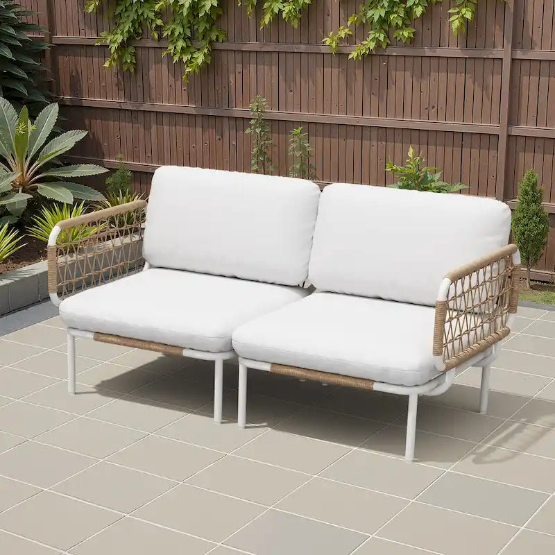 Outdoor Patio Sectional Sofa Set Cushioned Conversation Seating Set