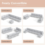 Outdoor Patio Sectional Sofa Set Cushioned Conversation Seating Set