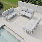 Outdoor Patio Sectional Sofa Set Cushioned Conversation Seating Set