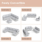 Outdoor Patio Sectional Sofa Set Cushioned Conversation Seating Set