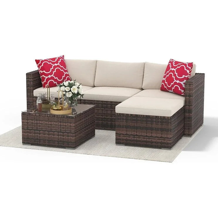 5-Piece Patio Furniture Set, Weather Patio Set - PE Wicker