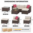 5-Piece Patio Furniture Set, Weather Patio Set - PE Wicker