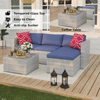 5-Piece Patio Furniture Set, Weather Patio Set - PE Wicker
