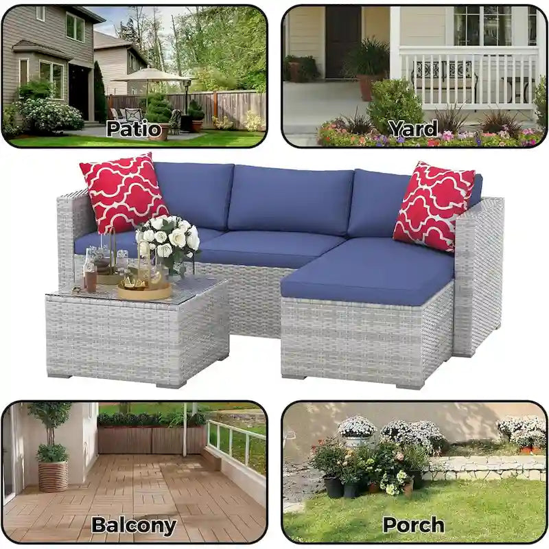 5-Piece Patio Furniture Set, Weather Patio Set - PE Wicker