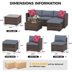 5-Piece Patio Furniture Set, Weather Patio Set - PE Wicker