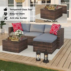 5-Piece Patio Furniture Set, Weather Patio Set - PE Wicker