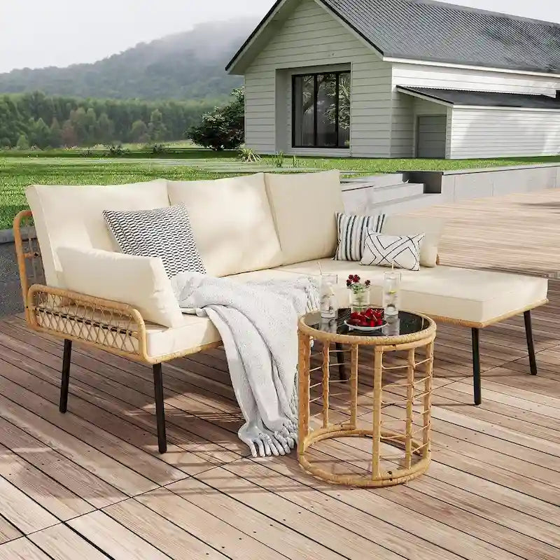 3 Piece Rattan Patio Furniture Set