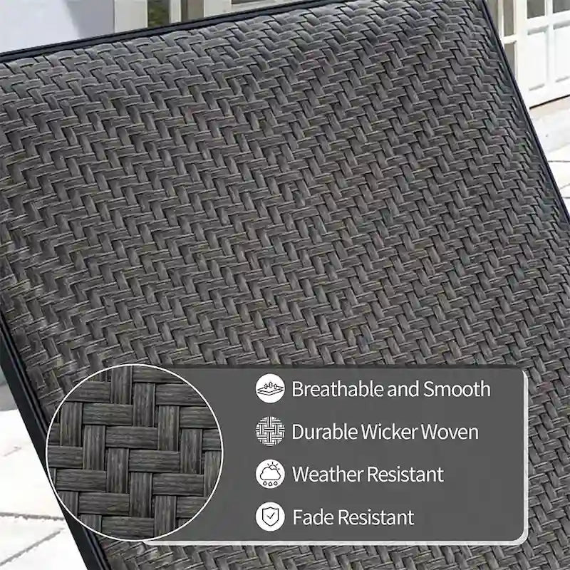 GDFStudio - PE Wicker Chaise Lounge Set, Adjustable Patio Recliners with Quick Dry Foam, Set of 2