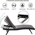 GDFStudio - PE Wicker Chaise Lounge Set, Adjustable Patio Recliners with Quick Dry Foam, Set of 2