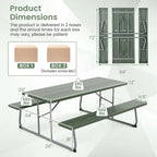 Gymax Folding Picnic Table w/ 2 Benches 6 FT Camping Table Set w/