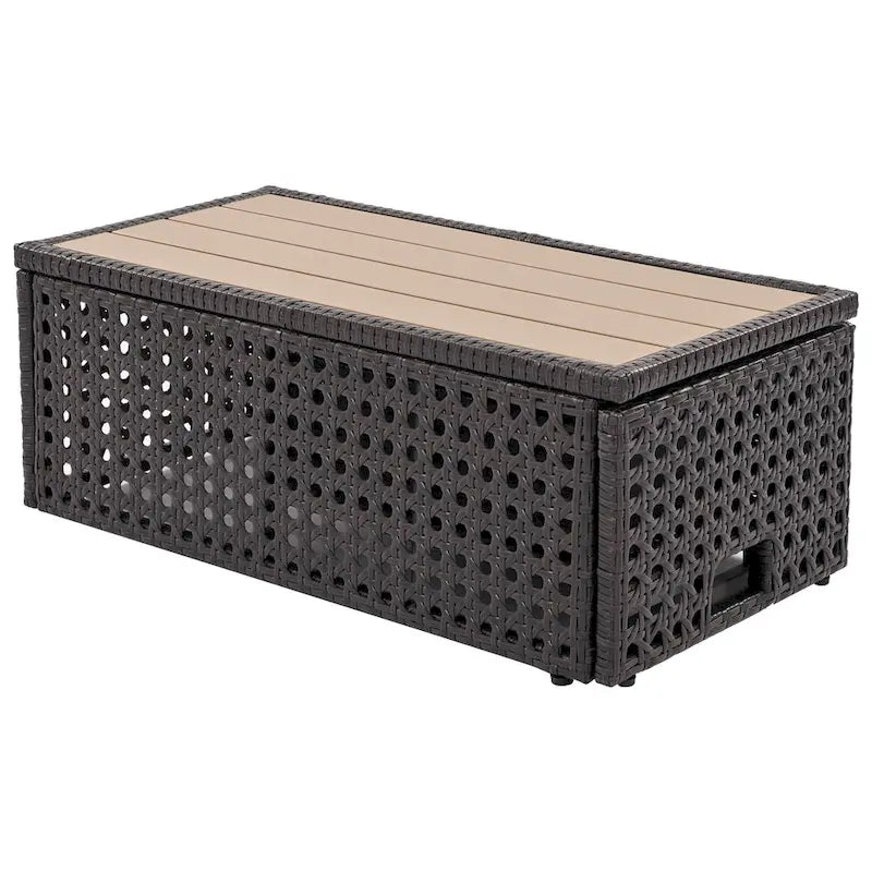 Outdoor 6-Piece Rattan Sectional Sofa Set with Adjustable Seat & Ice Bucket Table