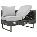Outdoor 6-Piece Rattan Sectional Sofa Set with Adjustable Seat & Ice Bucket Table