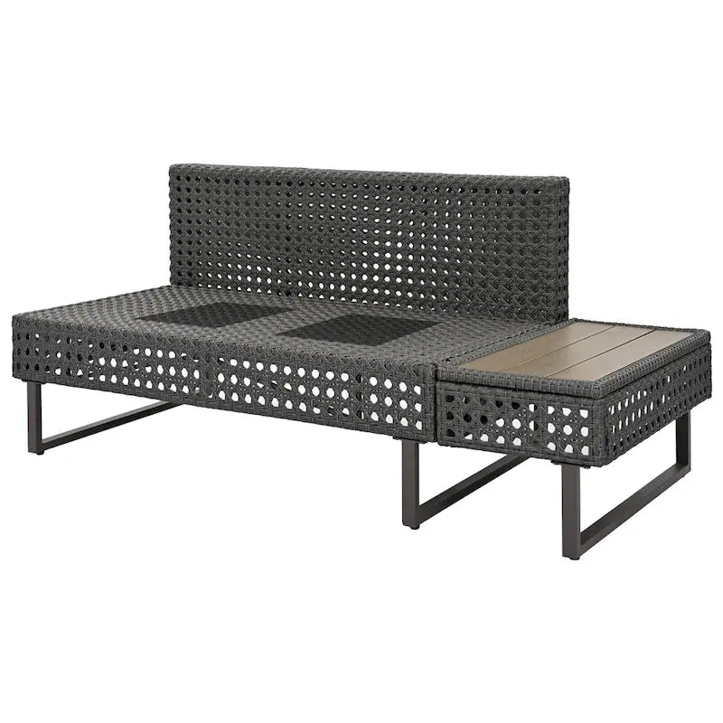 Outdoor 6-Piece Rattan Sectional Sofa Set with Adjustable Seat & Ice Bucket Table