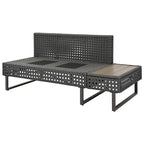 Outdoor 6-Piece Rattan Sectional Sofa Set with Adjustable Seat & Ice Bucket Table