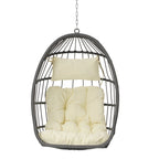 Outdoor Grey Wicker Foldable Swing Hammock Hanging Egg Basket Chair