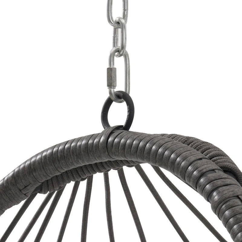Outdoor Grey Wicker Foldable Swing Hammock Hanging Egg Basket Chair