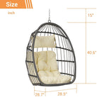 Outdoor Grey Wicker Foldable Swing Hammock Hanging Egg Basket Chair