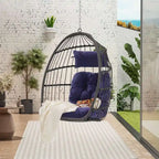 Outdoor Grey Wicker Foldable Swing Hammock Hanging Egg Basket Chair