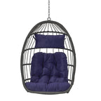 Outdoor Grey Wicker Foldable Swing Hammock Hanging Egg Basket Chair