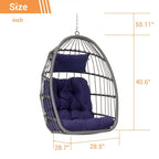 Outdoor Grey Wicker Foldable Swing Hammock Hanging Egg Basket Chair