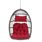 Outdoor Grey Wicker Foldable Swing Hammock Hanging Egg Basket Chair