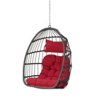 Outdoor Grey Wicker Foldable Swing Hammock Hanging Egg Basket Chair