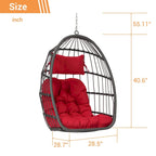 Outdoor Grey Wicker Foldable Swing Hammock Hanging Egg Basket Chair