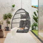 Outdoor Grey Wicker Foldable Swing Hammock Hanging Egg Basket Chair