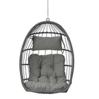 Outdoor Grey Wicker Foldable Swing Hammock Hanging Egg Basket Chair