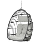 Outdoor Grey Wicker Foldable Swing Hammock Hanging Egg Basket Chair