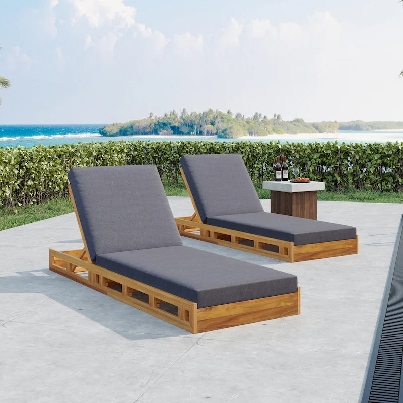 Christopher Knight Home -Johnson Outdoor Acacia Chaise Lounge Set
