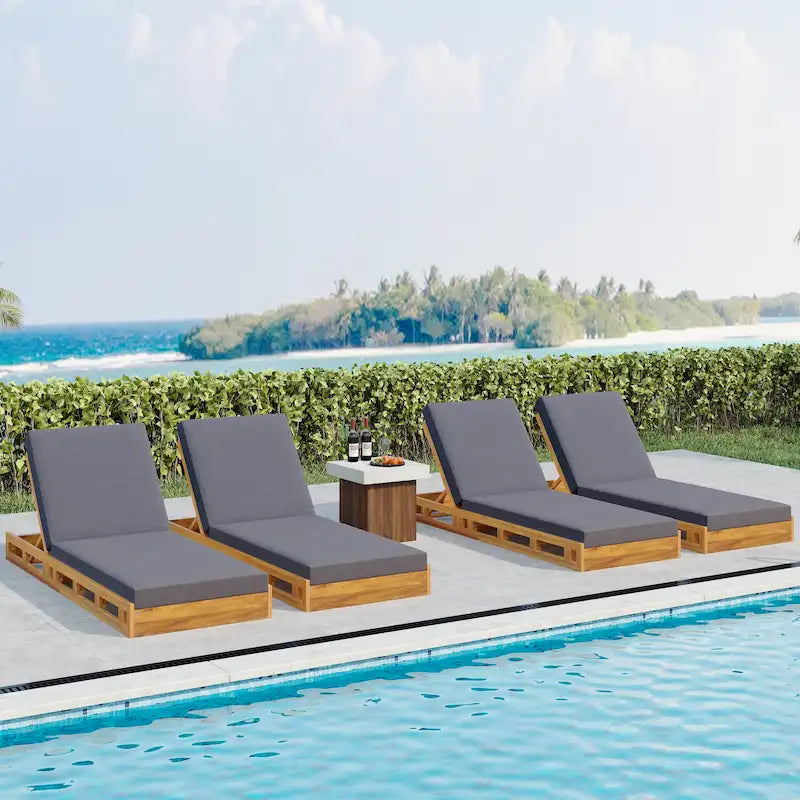 Christopher Knight Home -Johnson Outdoor Acacia Chaise Lounge Set