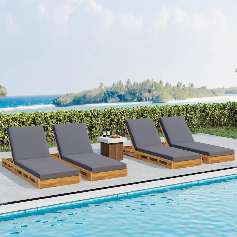 Christopher Knight Home -Johnson Outdoor Acacia Chaise Lounge Set