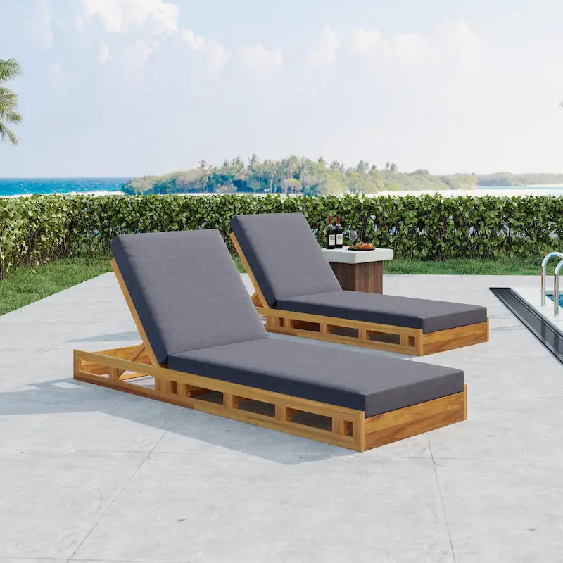 Christopher Knight Home -Johnson Outdoor Acacia Chaise Lounge Set