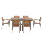7-Piece Outdoor Extendable Dining Set with Extendable Table and 6 Armrest Chair