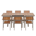 7-Piece Outdoor Extendable Dining Set with Extendable Table and 6 Armrest Chair