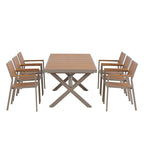 7-Piece Outdoor Extendable Dining Set with Extendable Table and 6 Armrest Chair
