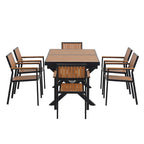 7-Piece Outdoor Extendable Dining Set with Extendable Table and 6 Armrest Chair