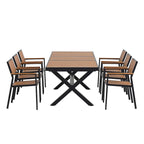 7-Piece Outdoor Extendable Dining Set with Extendable Table and 6 Armrest Chair